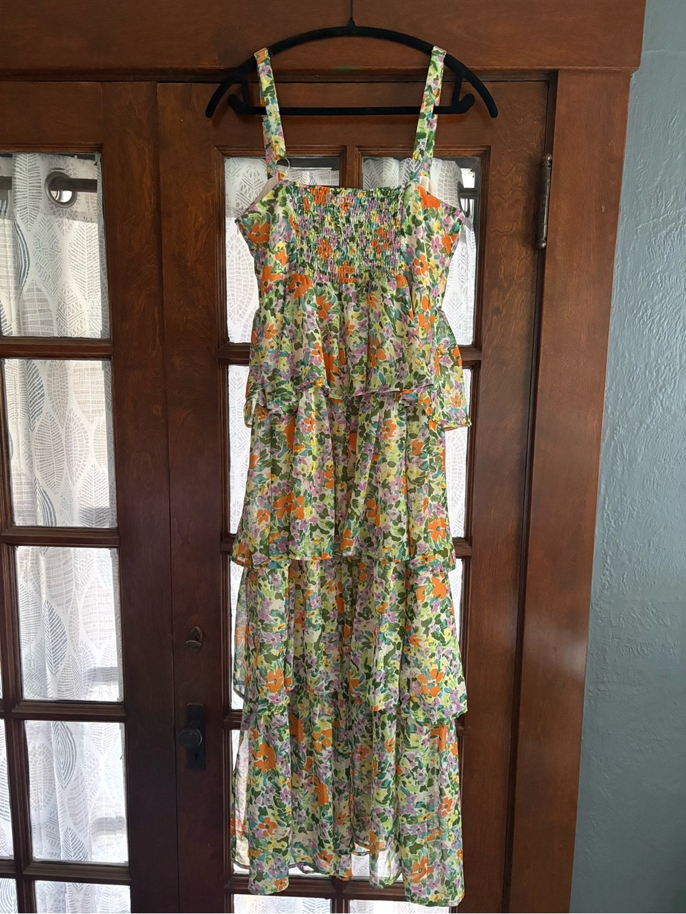 ASTR the Label Midsummer Floral Tiered Midi Maxi Dress NWOT Size Large Green - Picture 7 of 14
